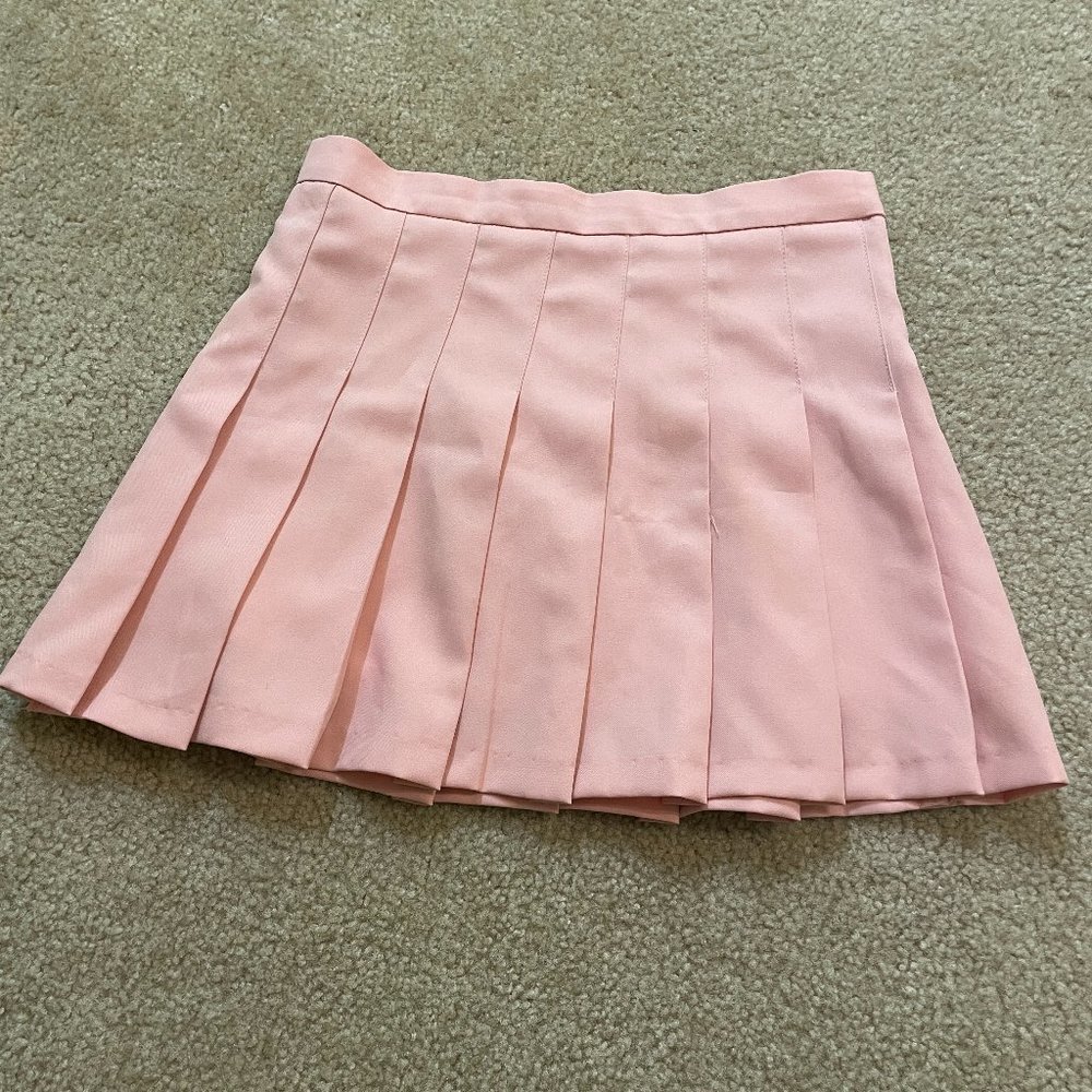 Korea light pink pleated skirt